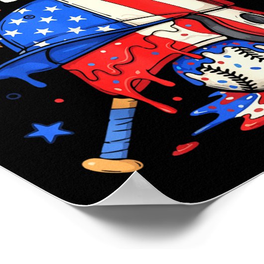 Eat Sleep Baseball Repeat Funny Ice Cream Drip Cro ポスター (角)