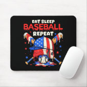 Eat Sleep Baseball Repeat Funny Ice Cream Drip Cro マウスパッド (マウス)
