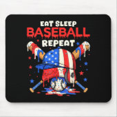 Eat Sleep Baseball Repeat Funny Ice Cream Drip Cro マウスパッド (正面)