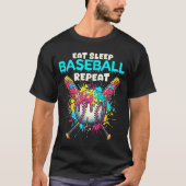 Eat Sleep Baseball Repeat Funny Ice Cream Drip Cro Tシャツ (正面)