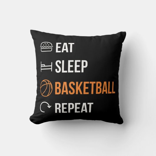 Eat Sleep Basketball Repeat Basketball クッション (正面)