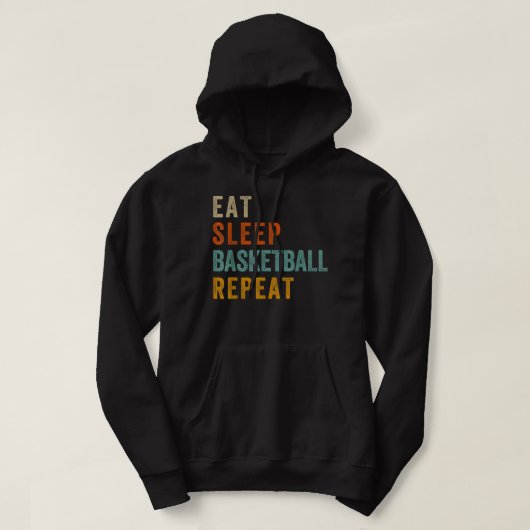 Eat Sleep Basketball Repeat Funny Sport Player Fan パーカ (デザイン正面)
