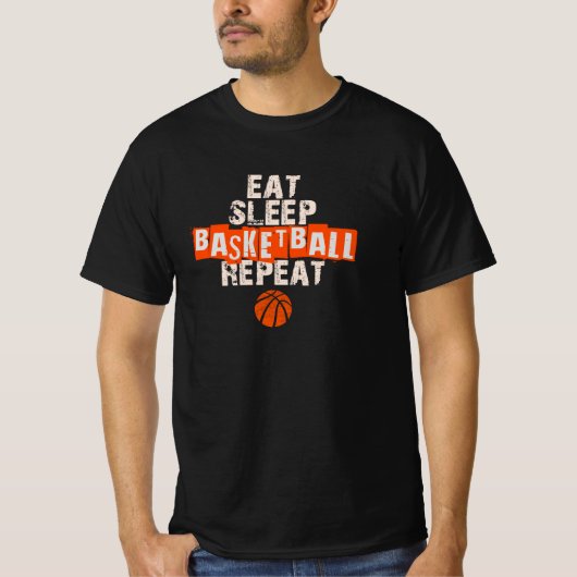 Eat, Sleep, Basketball, Repeat Tシャツ (正面)