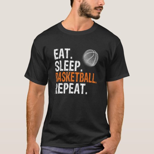 Eat Sleep Basketball Repeat Tシャツ (正面)