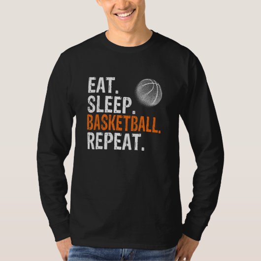 Eat Sleep Basketball Repeat Tシャツ (正面)