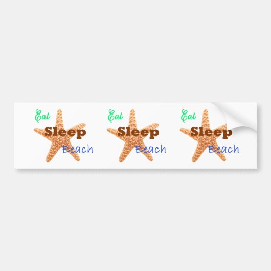 Eat Sleep Beach - バンパーステッカー (正面)