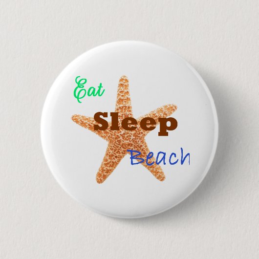 Eat Sleep Beach - ボタン 缶バッジ (正面)