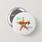 Eat Sleep Beach - ボタン 缶バッジ (正面&裏面)