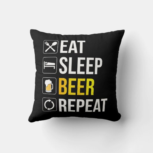 Eat Sleep Beer Repeat クッション (裏面)