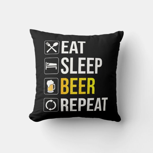 Eat Sleep Beer Repeat クッション (正面)