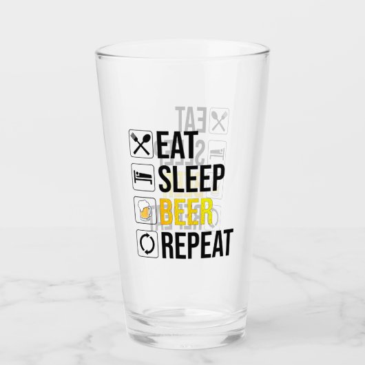 Eat Sleep Beer Repeat タンブラーグラス (正面)