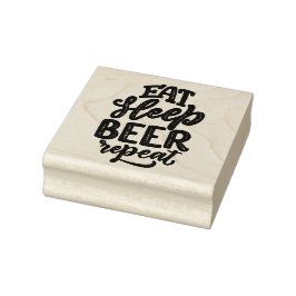 Eat Sleep Beer Repeat ラバースタンプ