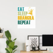 Eat Sleep Bhangra Repeat おもしろダンス プンジャブ語 ポスター (ホームオフィス)