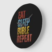 EAT SLEEP BIBLE REPEAT ラージ壁時計 (傾斜)