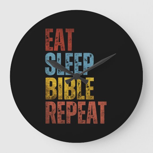 EAT SLEEP BIBLE REPEAT ラージ壁時計 (正面)