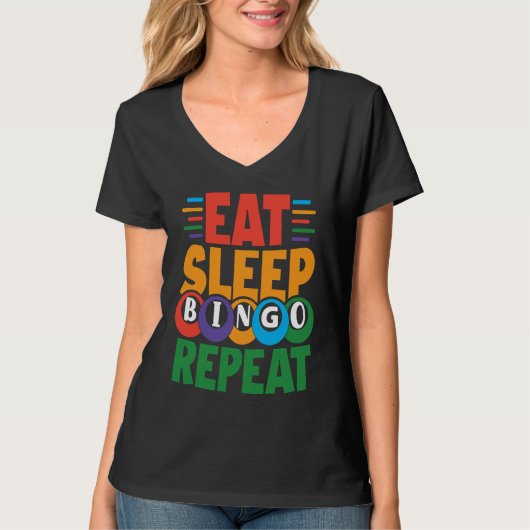 Eat Sleep BINGO Repeat Lucky Bingo Gambling Bingo Tシャツ (正面)