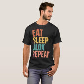 Eat Sleep Blox Repeat 面白いゲーミングウェア Tシャツ (正面フル)