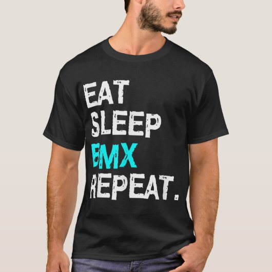 Eat Sleep BMX Repeat 自転車 レース 女性 男性 ラ Tシャツ (正面)
