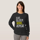 Eat Sleep Bowl Repeat Cricket Bowling Tシャツ (正面フル)