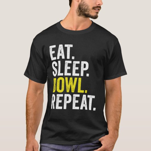 Eat Sleep Bowl Repeat Cricket Bowling Tシャツ (正面)
