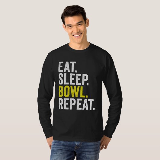 Eat Sleep Bowl Repeat Cricket Bowling Tシャツ (正面フル)