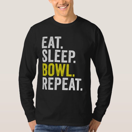 Eat Sleep Bowl Repeat Cricket Bowling Tシャツ (正面)