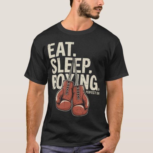 Eat Sleep Boxing パーフェクトデイ ヴィンテージ Tシャツ (正面)