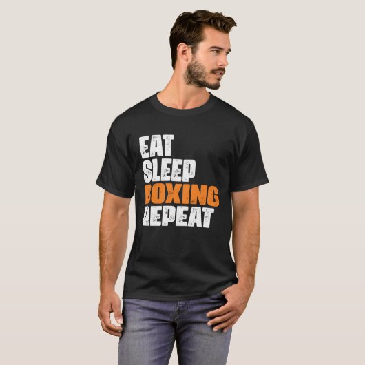 Eat Sleep Boxing Repeat boxing enthusiast Tシャツ (正面フル)