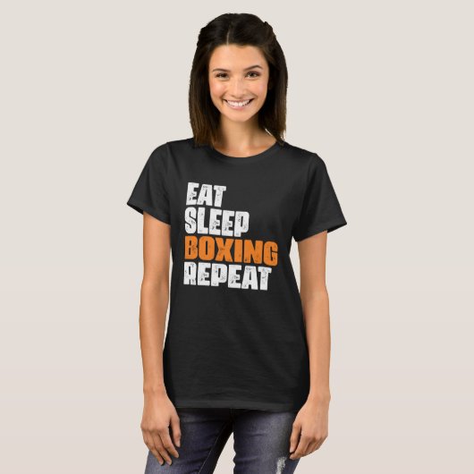 Eat Sleep Boxing Repeat boxing enthusiast Tシャツ (正面フル)