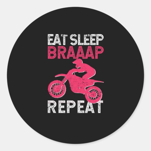 Eat Sleep Braap Repeat Funny Dirt Bike Motocross ラウンドシール (正面)