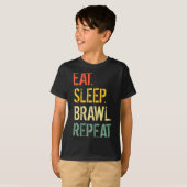 Eat Sleep Brawl Repeat Stars Funny Video Gamer Gam Tシャツ (正面フル)