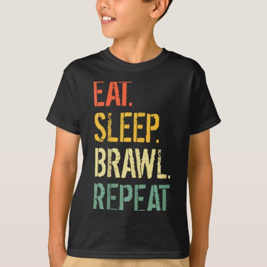 Eat Sleep Brawl Repeat Stars Funny Video Gamer Gam Tシャツ (正面)