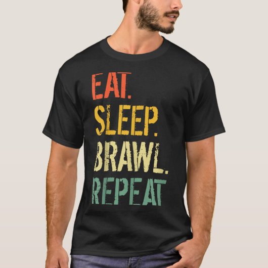 Eat Sleep Brawl Repeat Stars Funny Video Gamer Gam Tシャツ (正面)