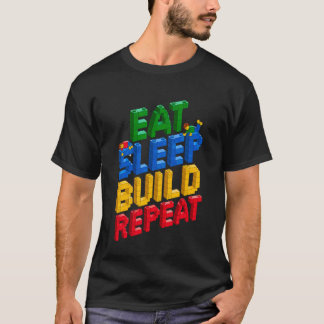 EAT SLEEP BUILD REPEAT マスタービルダー ビル建設 Tシャツ