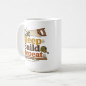 Eat Sleep Build Repeat 木工マグ コーヒーマグカップ (正面左)