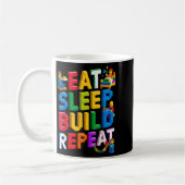 Eat Sleep Build Repeat Master Builder Building Bri コーヒーマグカップ (左)