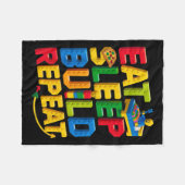 Eat Sleep Build Repeat Master Builder Building Bri フリースブランケット (正面(横))