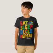 Eat Sleep Build Repeat Master Builder Building Bri Tシャツ (正面フル)