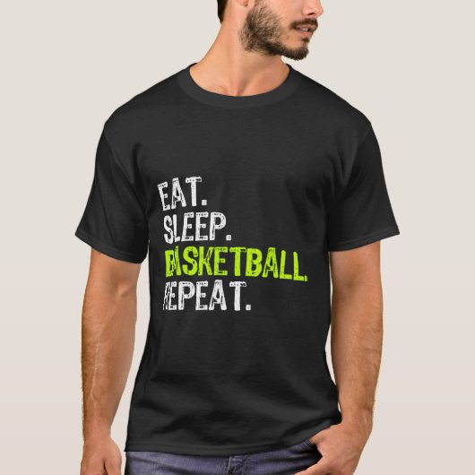 Eat Sleep Bysketbyll Repeat Player Fun Cool Lover Tシャツ (正面)