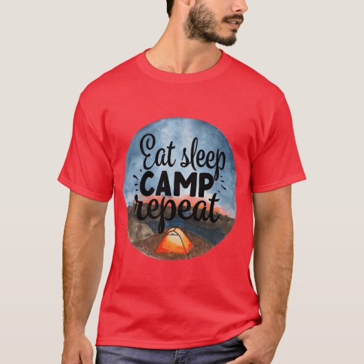 Eat Sleep Camp Repeat Adventure Camping Vacation f Tシャツ (正面)