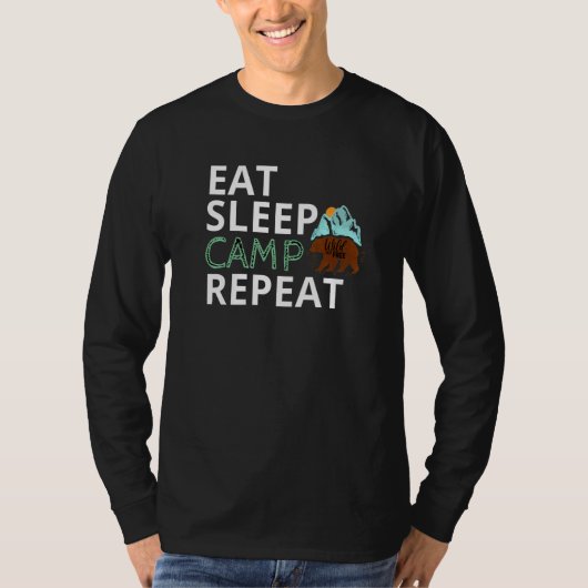 Eat Sleep Camp Repeat Campers Hiking  Camping Tシャツ (正面)