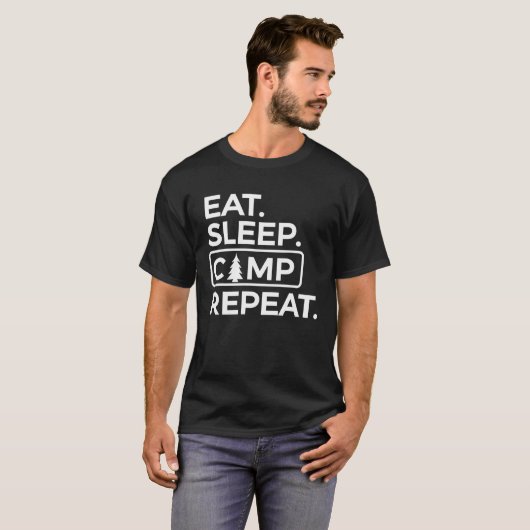 Eat Sleep Camp Repeat Outdoor Camping Nature Tシャツ (正面フル)