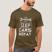 Eat Sleep Cars Repeat Mechanic T-Shirt Tシャツ (正面)