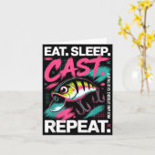 Eat Sleep Cast Repeat Fishing Lover Men Dad Christ カード (黄色い花)