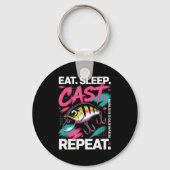 Eat Sleep Cast Repeat Fishing Lover Men Dad Christ キーホルダー (正面)