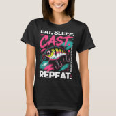 Eat Sleep Cast Repeat Fishing Lover Men Dad Christ Tシャツ (正面)