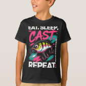 Eat Sleep Cast Repeat Fishing Lover Men Dad Christ Tシャツ (正面)
