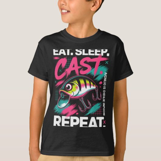 Eat Sleep Cast Repeat Fishing Lover Men Dad Christ Tシャツ (正面)