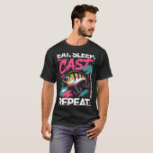 Eat Sleep Cast Repeat Fishing Lover Men Dad Christ Tシャツ (正面フル)