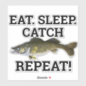 Eat Sleep Catch Walleye Funny Fishing Angler シール (シート)